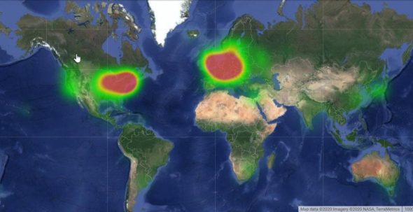 Nobel Prize Heat Map Satellite View - Global Mapping Software