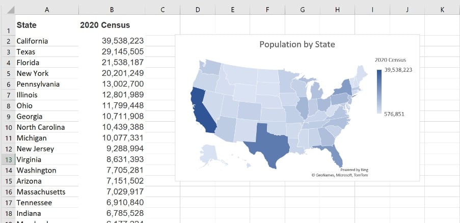 Excel Map Chart