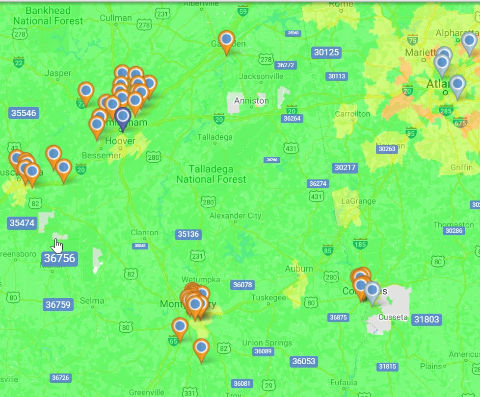 Presentation Map Tools - Zip Code Population Density