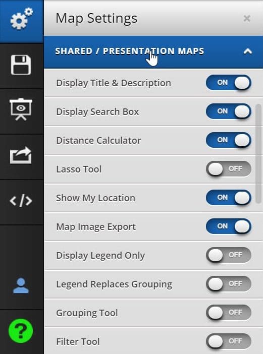 Shared Map Display Settings