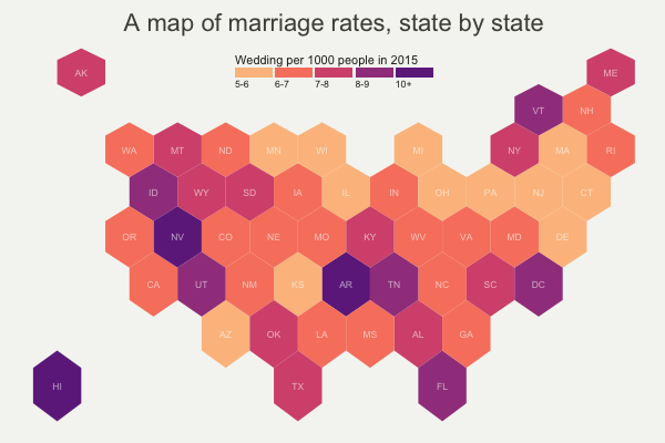 Hexbin map | the R Graph Gallery