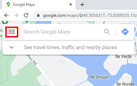 Google Maps Menu