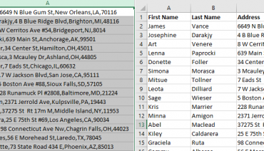 Split Addresses Excel