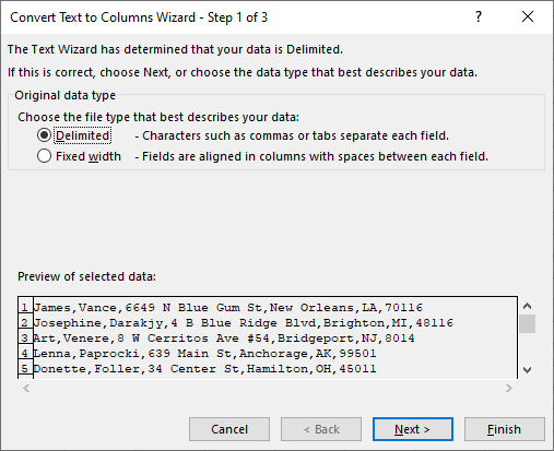 Text to columns delimeter