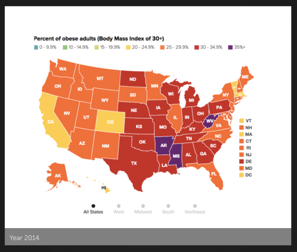 US obesity map