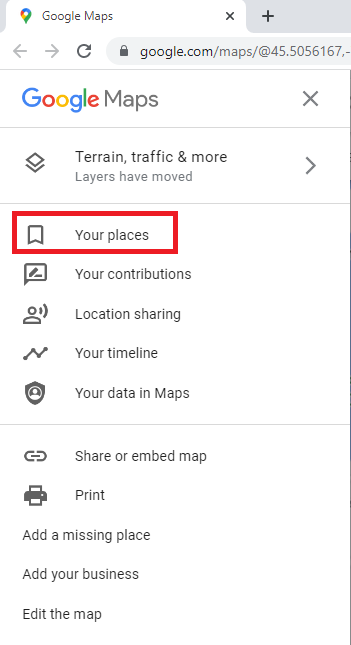 Google Maps Your Places